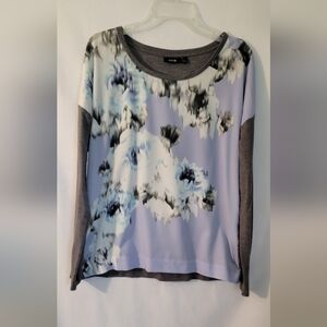 Apt 9 Purple Blue & White Floral Long Sleeve Top - Size L